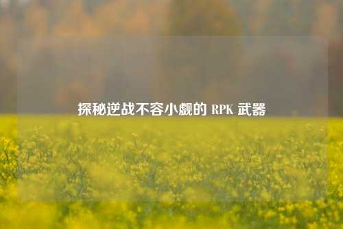 探秘逆战不容小觑的 RPK 武器