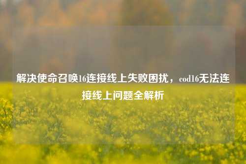 解决使命召唤16连接线上失败困扰,cod16无法连接线上问题全解析