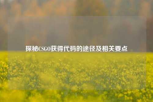 探秘CSGO获得代码的途径及相关要点