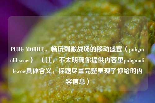 PUBG MOBILE,畅玩刺激战场的移动盛宴(pubgmolile.cow) (注,不太明确你提供内容里pubgmolile.cow具体含义,标题尽量完整呈现了你给的内容信息)