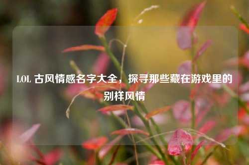 LOL 古风情感名字大全，探寻那些藏在游戏里的别样风情