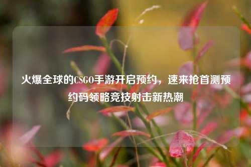 火爆全球的CSGO手游开启预约,速来抢首测预约码领略竞技射击新热潮