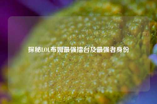 探秘LOL布姆最强擂台及最强者身份