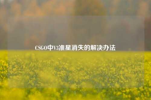 CSGO中V3准星消失的解决办法