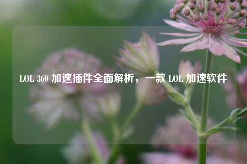 LOL 360 加速插件全面解析,一款 LOL 加速软件