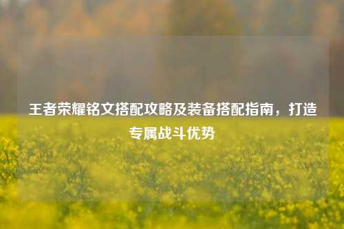 王者荣耀铭文搭配攻略及装备搭配指南，打造专属战斗优势