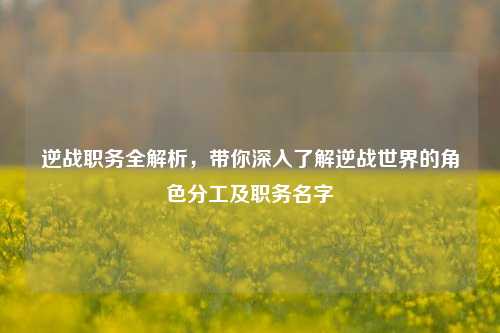逆战职务全解析,带你深入了解逆战世界的角色分工及职务名字