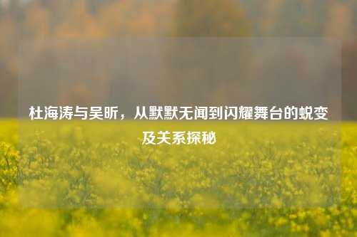 杜海涛与吴昕,从默默无闻到闪耀舞台的蜕变及关系探秘