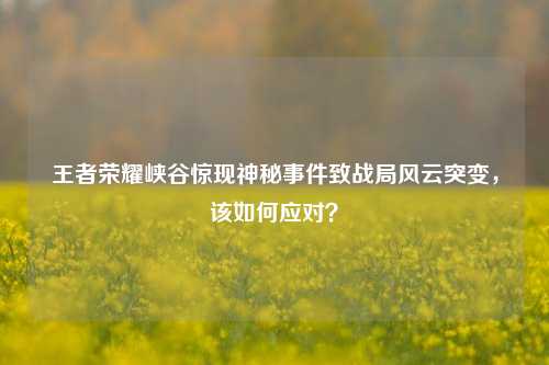 王者荣耀峡谷惊现神秘事件致战局风云突变,该如何应对?