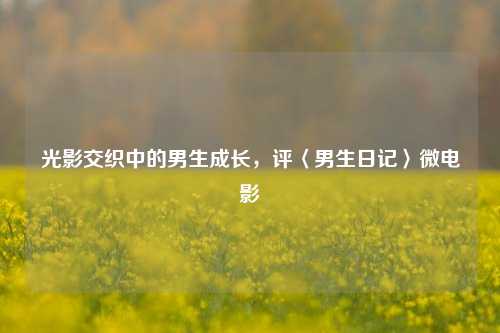 光影交织中的男生成长,评〈男生日记〉微电影
