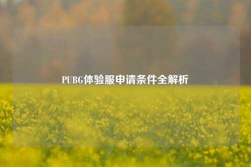 PUBG体验服申请条件全解析