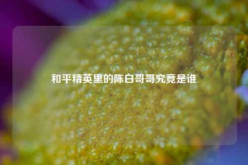 和平精英里的陈白哥哥究竟是谁