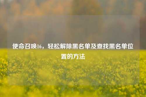 使命召唤16,轻松解除黑名单及查找黑名单位置的方法
