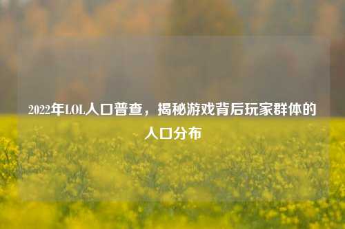 2022年LOL人口普查,揭秘游戏背后玩家群体的人口分布