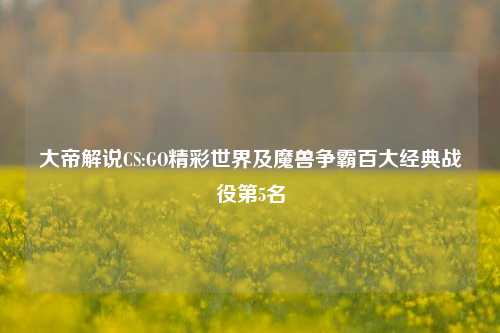 大帝解说CS:GO精彩世界及魔兽争霸百大经典战役第5名