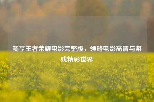 畅享王者荣耀电影完整版，领略电影高清与游戏精彩世界