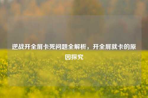 逆战开全屏卡死问题全解析，开全屏就卡的原因探究