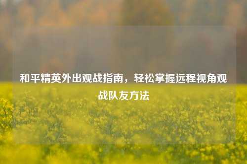 和平精英外出观战指南，轻松掌握远程视角观战队友方法