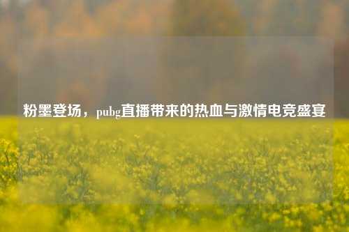 粉墨登场，pubg直播带来的热血与激情电竞盛宴
