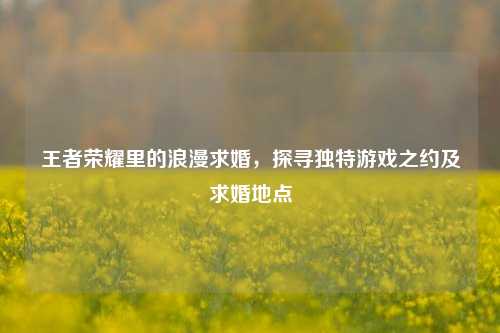 王者荣耀里的浪漫求婚,探寻独特游戏之约及求婚地点
