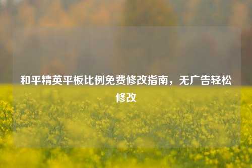 和平精英平板比例免费修改指南,无广告轻松修改
