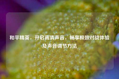 和平精英，开启高清声音，畅享极致对战体验及声音调节方法