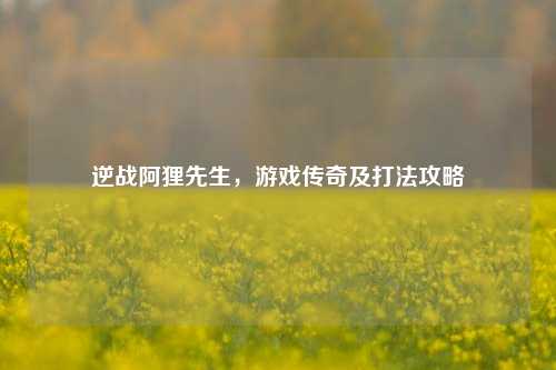 逆战阿狸先生，游戏传奇及打法攻略