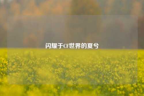 闪耀于CF世界的夏兮