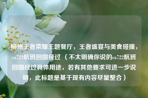 柳州王者荣耀主题餐厅，王者盛宴与美食碰撞，ca722航班回国经过 （不太明确你说的ca722航班回国经过具体用途，若有其他要求可进一步说明，此标题是基于现有内容尽量整合）