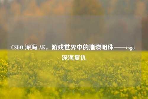 CSGO 深海 AK，游戏世界中的璀璨明珠——csgo 深海复仇