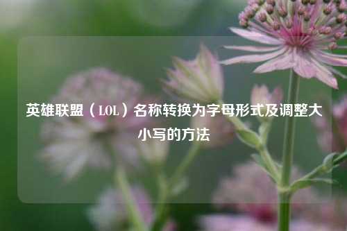 英雄联盟（LOL）名称转换为字母形式及调整大小写的方法