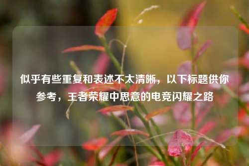 似乎有些重复和表述不太清晰，以下标题供你参考，王者荣耀中思意的电竞闪耀之路