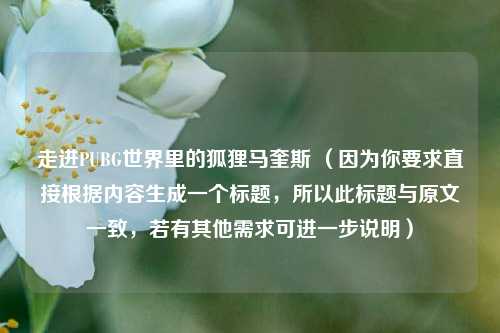 走进PUBG世界里的狐狸马奎斯 (因为你要求直接根据内容生成一个标题,所以此标题与原文一致,若有其他需求可进一步说明)