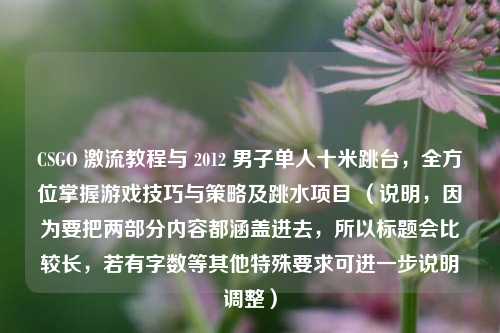 CSGO 激流教程与 2012 男子单人十米跳台,全方位掌握游戏技巧与策略及跳水项目 (说明,因为要把两部分内容都涵盖进去,所以标题会比较长,若有字数等其他特殊要求可进一步说明调整)