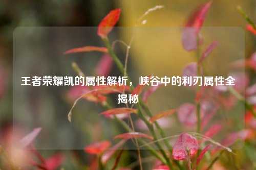 王者荣耀凯的属性解析，峡谷中的利刃属性全揭秘