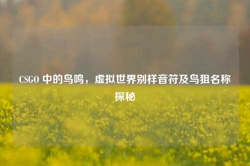 CSGO 中的鸟鸣,虚拟世界别样音符及鸟狙名称探秘