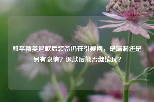 和平精英退款后装备仍在引疑问,是漏洞还是另有隐情?退款后能否继续玩?