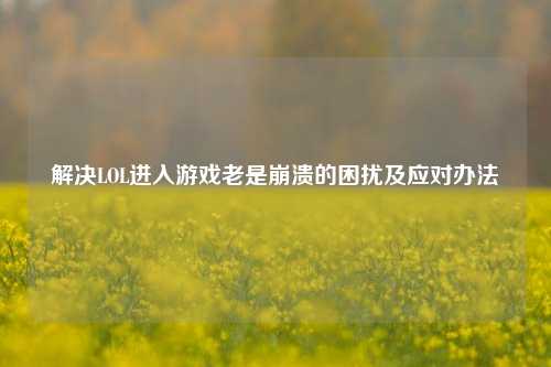 解决LOL进入游戏老是崩溃的困扰及应对办法
