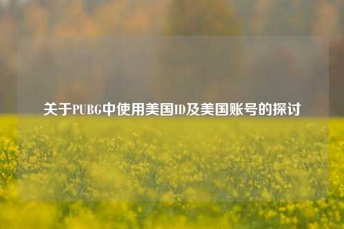 关于PUBG中使用美国ID及美国账号的探讨