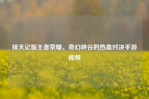 择天记版王者荣耀,奇幻峡谷的热血对决手游视频