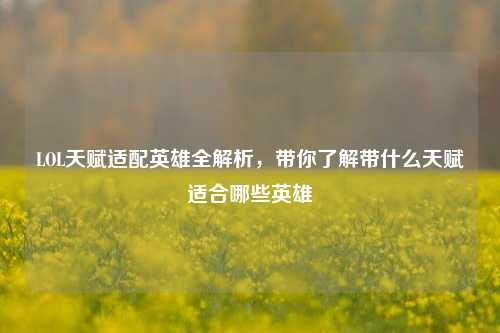 LOL天赋适配英雄全解析，带你了解带什么天赋适合哪些英雄