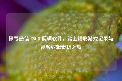 探寻最佳 CSGO 剪辑软件,踏上精彩游戏记录与视频剪辑素材之旅