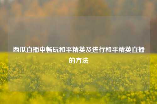 西瓜直播中畅玩和平精英及进行和平精英直播的方法