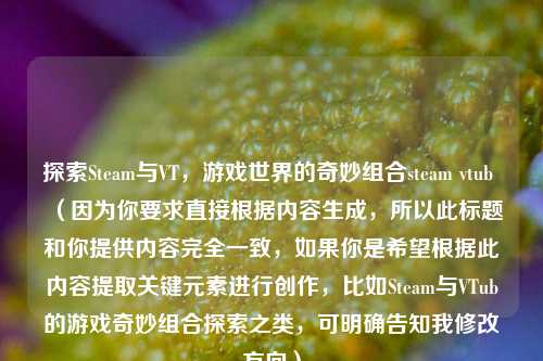 探索Steam与VT,游戏世界的奇妙组合steam vtub (因为你要求直接根据内容生成,所以此标题和你提供内容完全一致,如果你是希望根据此内容提取关键元素进行创作,比如Steam与VTub的游戏奇妙组合探索之类,可明确告知我修改方向)