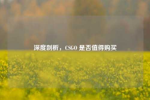 深度剖析，CSGO 是否值得购买