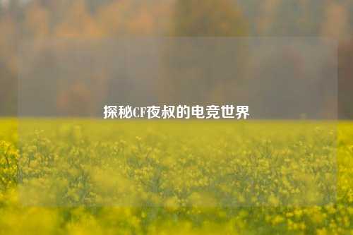 探秘CF夜叔的电竞世界