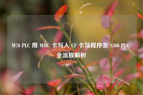 M70 PLC 用 MMC 卡写入 CF 卡及程序至 S300 PLC 全流程解析