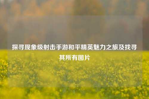 探寻现象级射击手游和平精英魅力之旅及找寻其所有图片