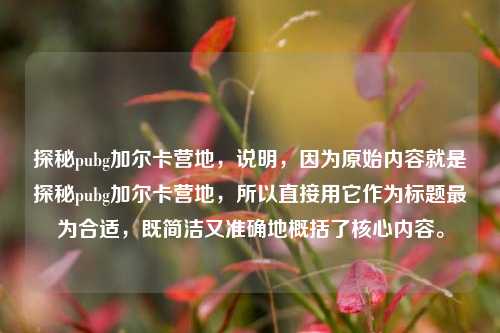 探秘pubg加尔卡营地，说明，因为原始内容就是探秘pubg加尔卡营地，所以直接用它作为标题最为合适，既简洁又准确地概括了核心内容。
