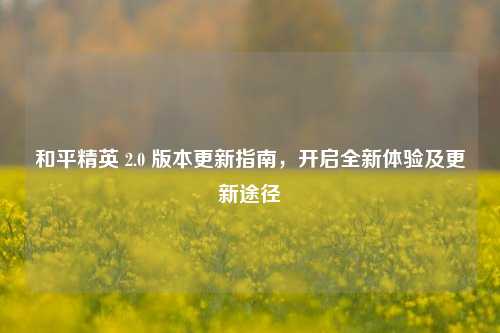 和平精英 2.0 版本更新指南，开启全新体验及更新途径